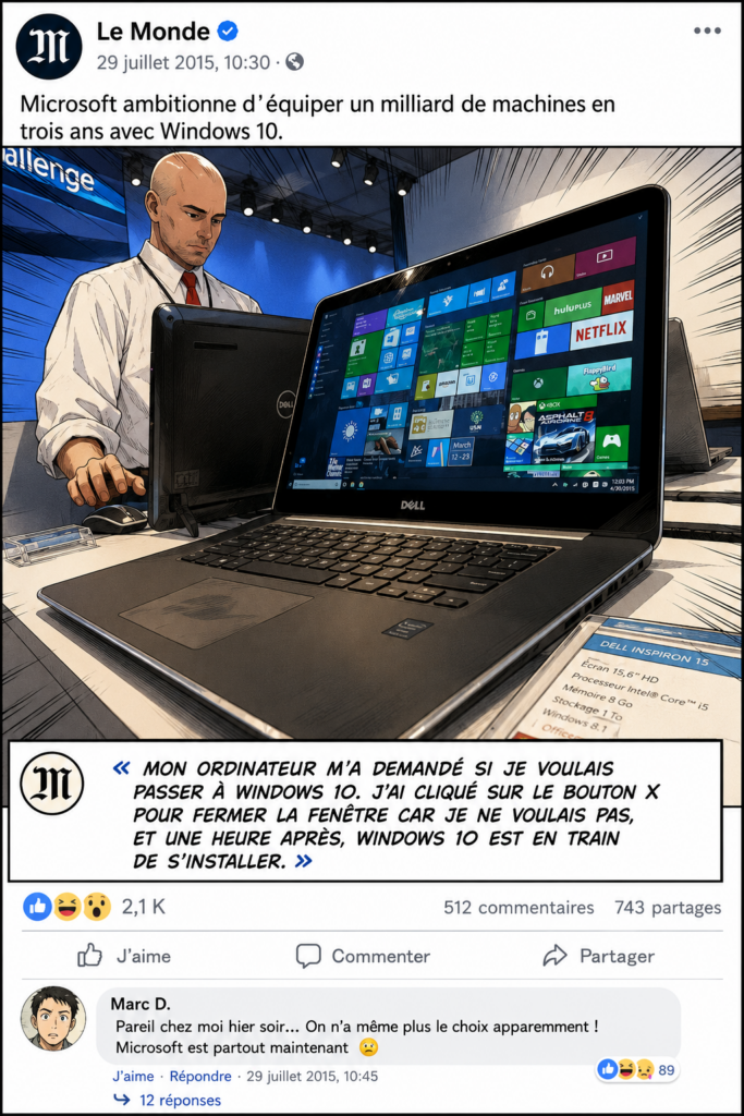 Illustration de substitution avec ChatGPT - mise à jour Windows 10 - ©LMDC, 2026