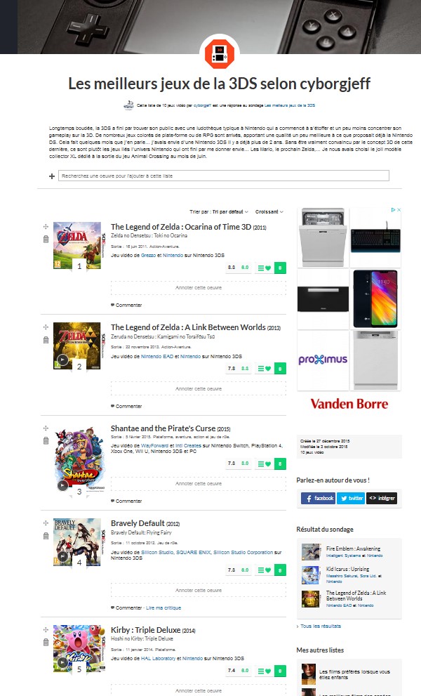 Mes jeux préférés sur Nintendo 3DS