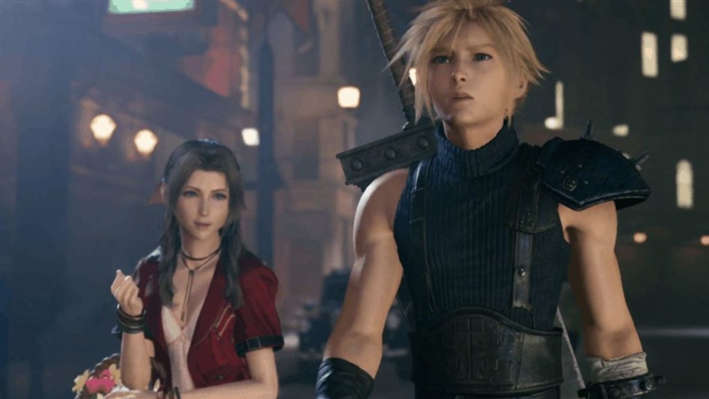 Cloud rencontre la vendeuse de fleurs au début de l'aventure, FFVII Remake, 2020
