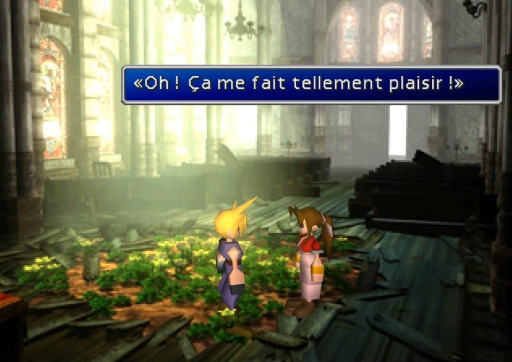 Rencontre avec Aerith dans l'église, FFVII 1997