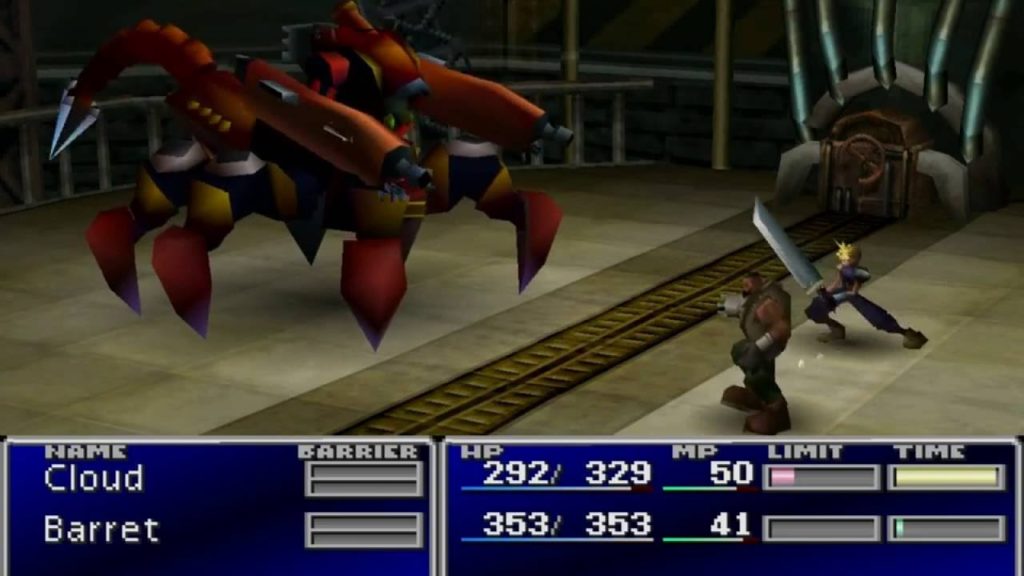 Le premier boss scorpion mécanique dans le réacteur Mako, FFVII, 1997