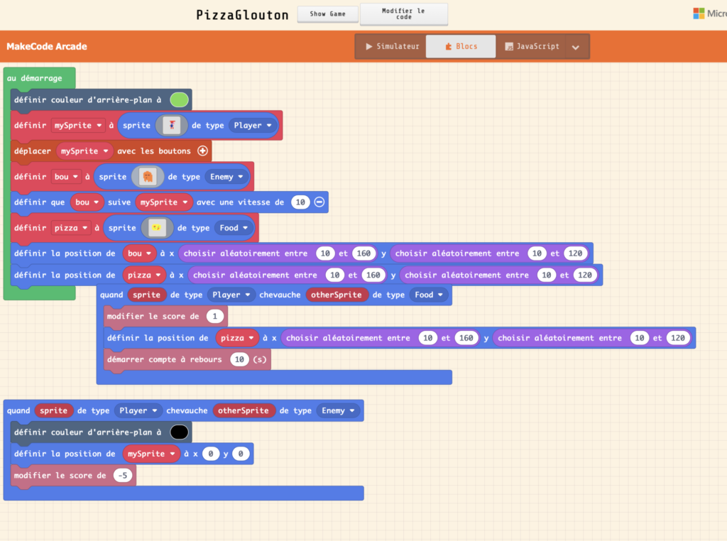 Le code de Pizza Glouton