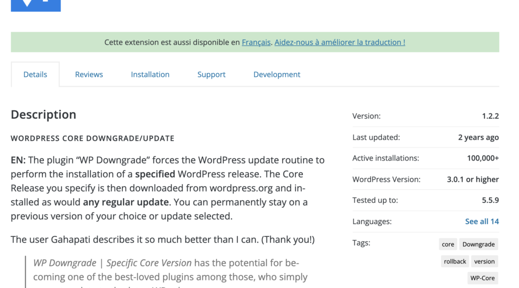 WP Downgrade | Specific Core Version