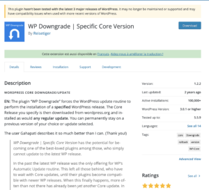 Faire un WordPress Roll-back