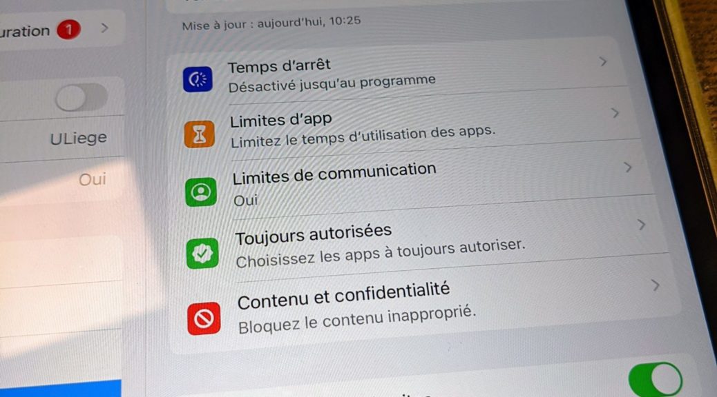 Temps d'écran sur iPad Mini