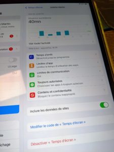Protections parentales sur l’iPad Mini avec l’option « Temps d’écran »