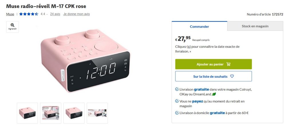 Un joli radio-réveil rose vu chez Dreamland