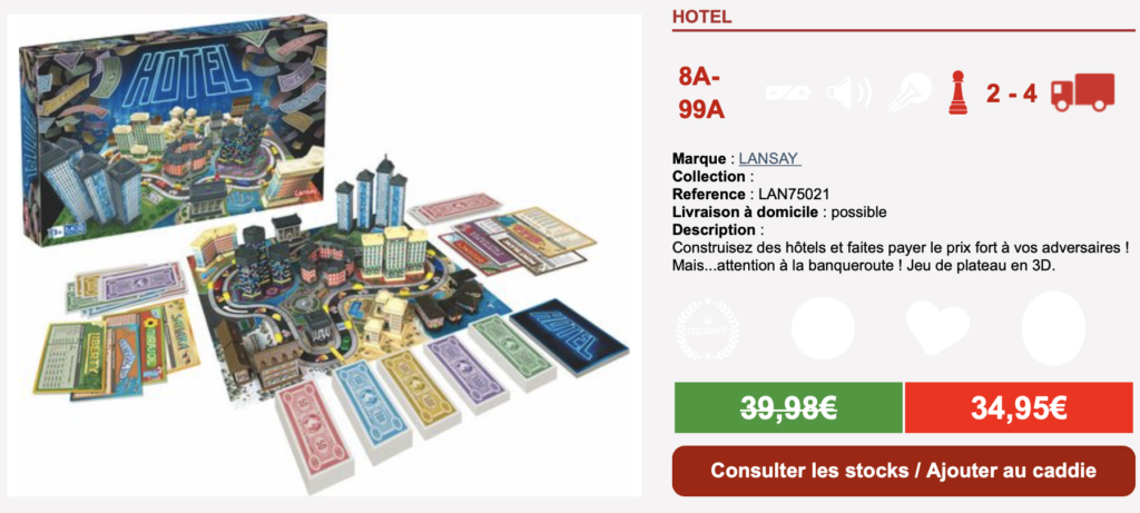 Lansay a ressorti la version originale du jeu Hôtel