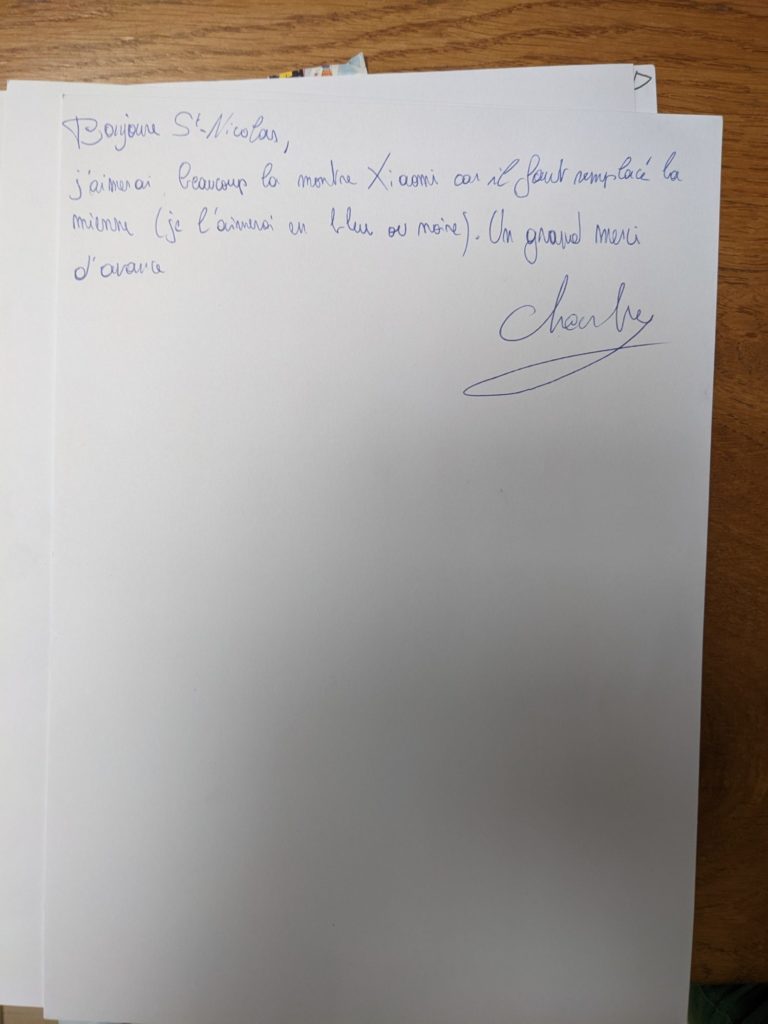 La lettre de Charly à Saint Nicolas