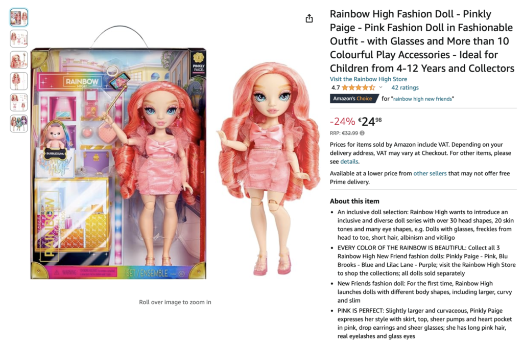 Poupée Rainbow High en promo sur Amazon