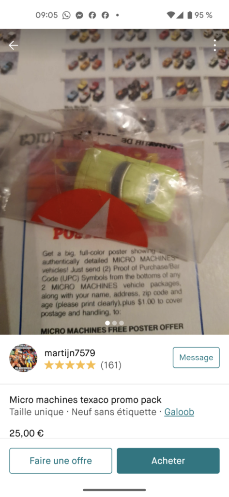 Une exclu Micro Machines belge proposée par Texaco