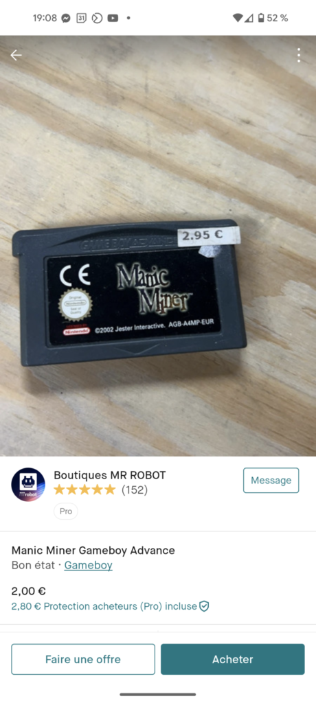 Vinted - GBA - Manic Miner