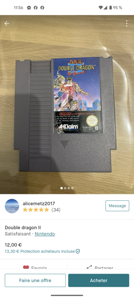 Vinted - Double Dragon II sur NES