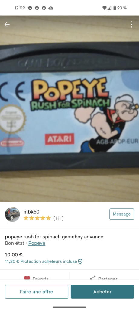 Vinted - GBA - Popeye Rush & Spinach