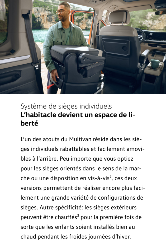 Les sièges sont entièrement modulables et le poids revu à la baisse.