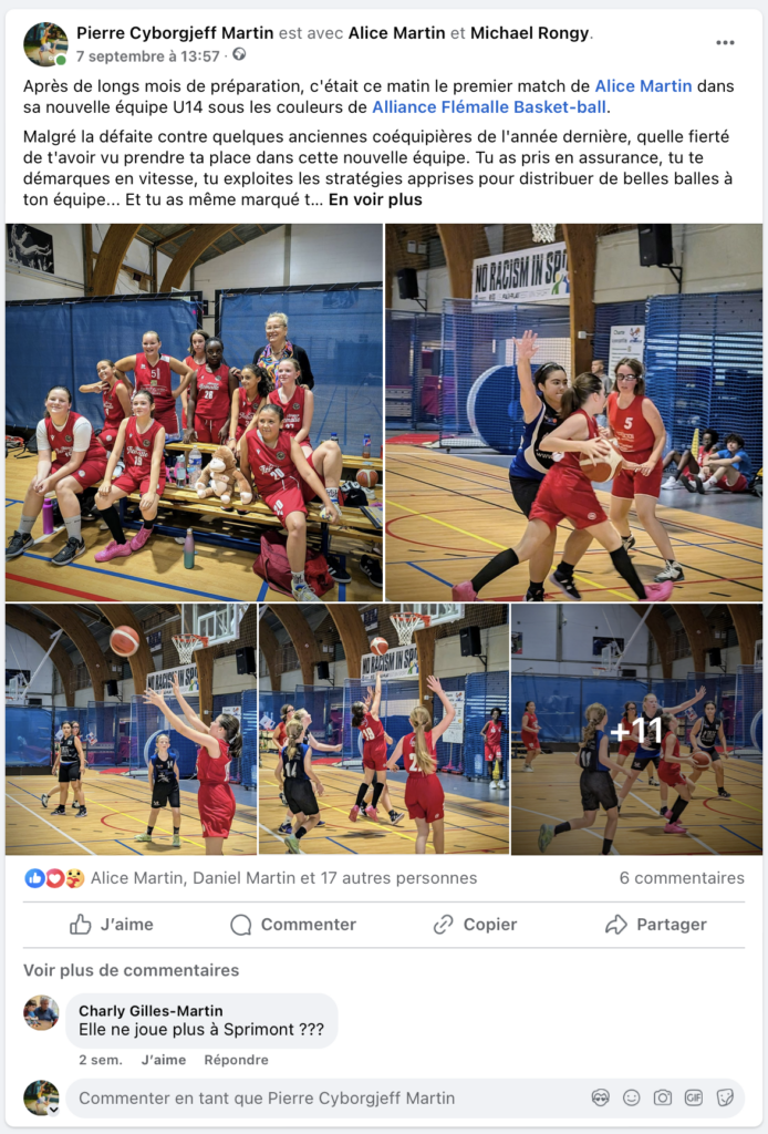 le premier match de Alice Martin dans sa nouvelle équipe U14 sous les couleurs de Alliance Flémalle Basket-ball.