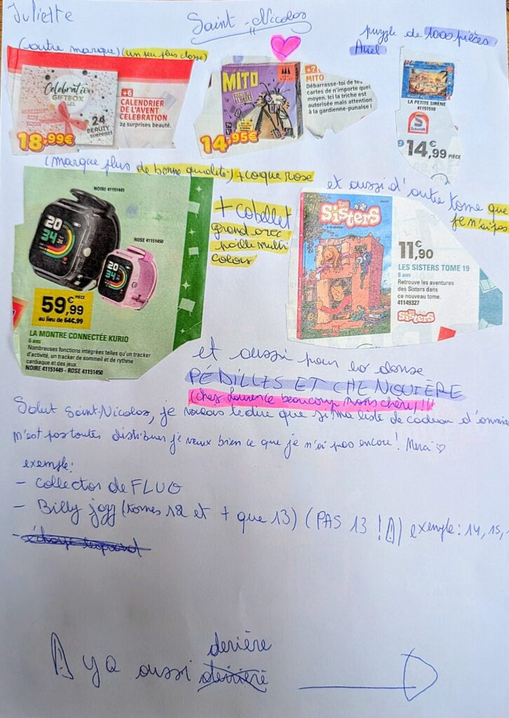 La lettre à Saint Nicolas de Juliette, 2024