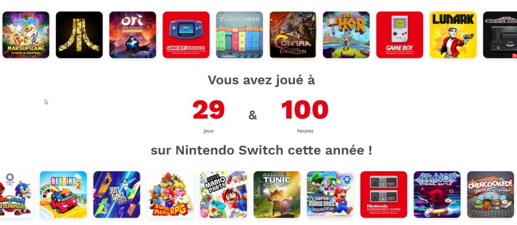 La famille aura joué à 29 jeux sur la Nintendo Switch 