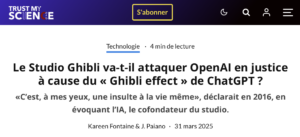 Le Studio Ghibli va-t-il attaquer OpenAI en justice à cause du « Ghibli effect » de ChatGPT ?