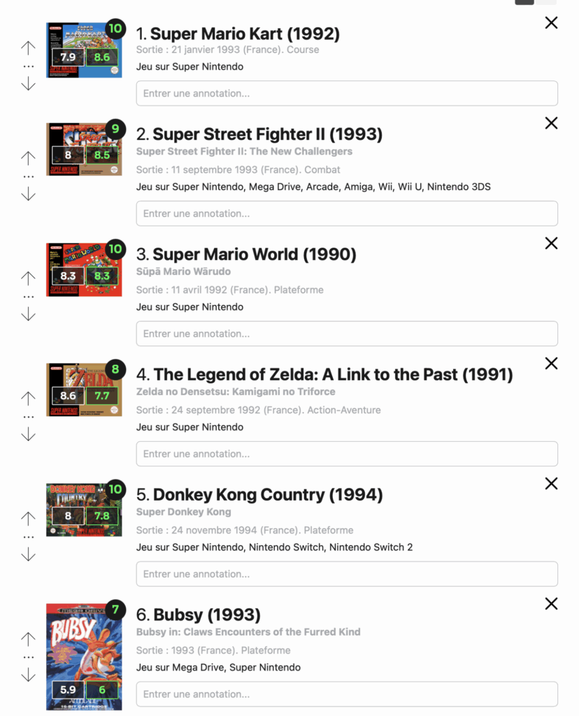 Mon Top 20 sur Super Nintendo