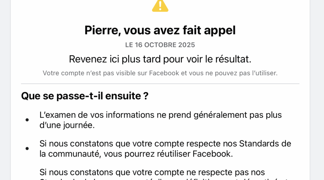 Facebook - compte suspendu