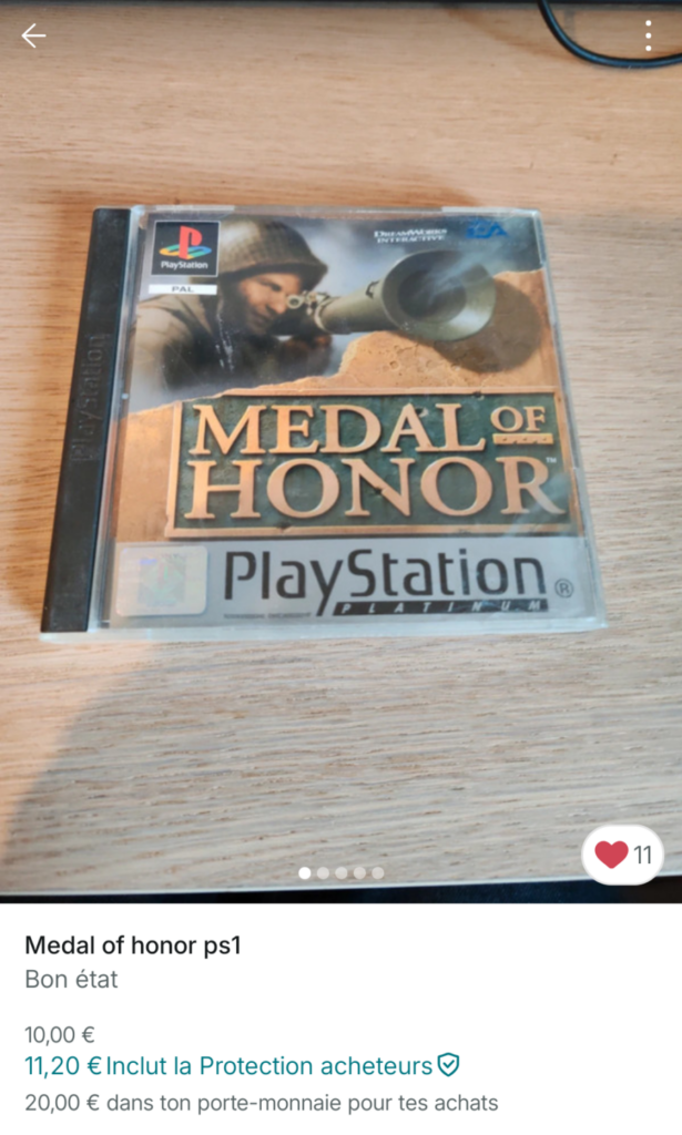 Medal of Honor sur PS1 vendu sur Vinted