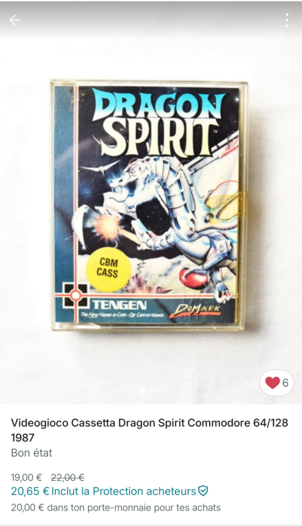 Dragon Spirit version C64 vendu sur Vinted