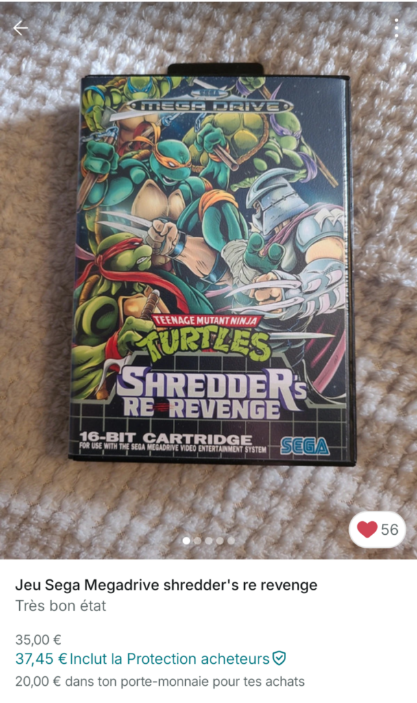 Shredder's re-revenge sur Megadrive vendu sur Vinted