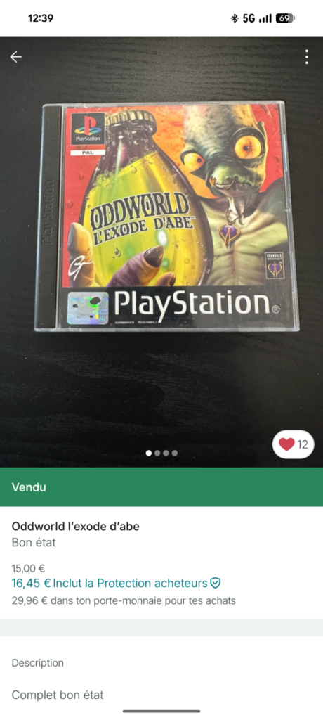 L'exode d'Abe - PS1 vendu sur Vinted