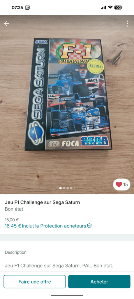 F1 Challenge - Saturn vendu sur Vinted