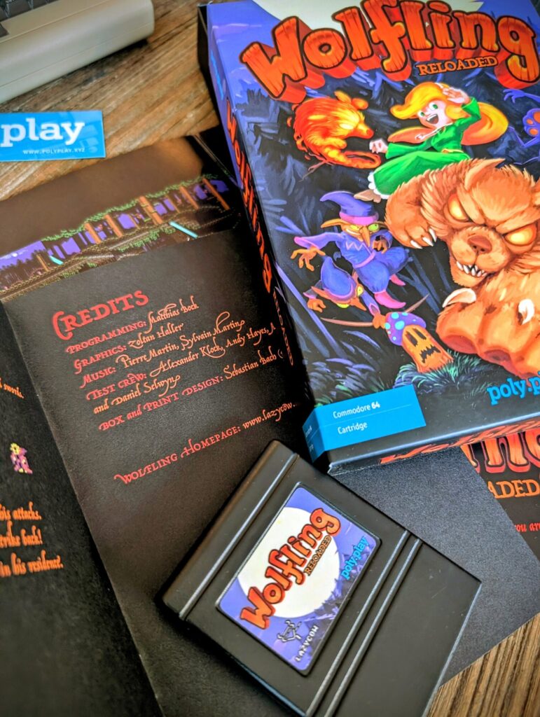 Edition physique de la cartouche Commodore 64 du Wolfling (Poly.Play - Lazycow)