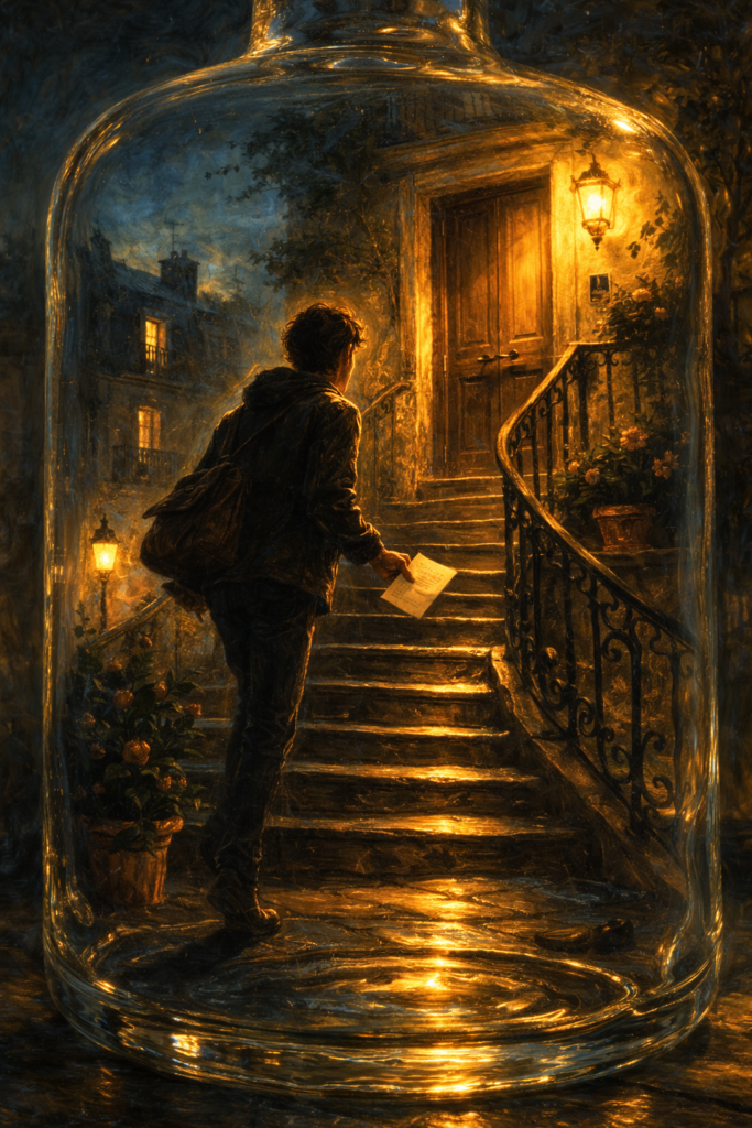 illustration préparatoire - clip Paris en Bouteille - Cyborg Jeff - généra par ChatGPT - Février 2026